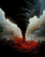 twister, burning tornado force of nature illustration