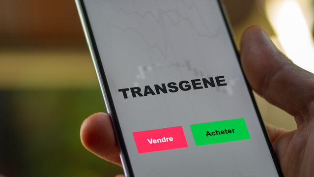 Le 26 Août 2022, France, Un Actionnaire Analyse Le Prix De La Valeur TRANSGENE Sur Un écran. Graphique, Courbes, Chandelles De L'action Transgene