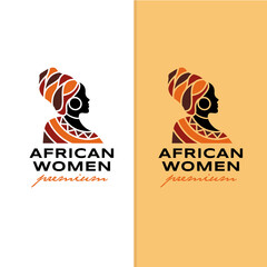 black beautiful african woman illustration logo