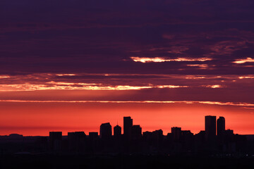 Denver, CO skyline at sunrise