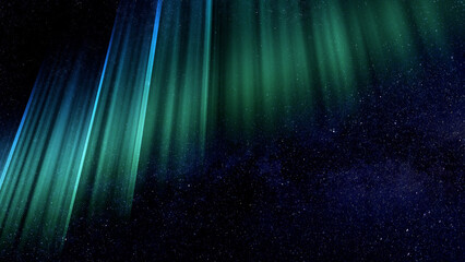Aurora Borealis sky rainbow space night 3D illustration.