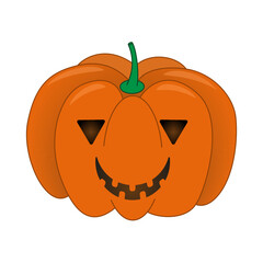 Cute pumpkin with smile for your design for the holiday Halloween. Vector illustration isolated on white background.