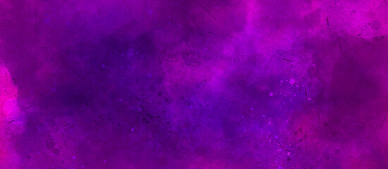 abstract pink and purple gradient watercolor background with brush stroke and clouds splashes. Grungy colorful background. Colorful watercolor background puffy clouds in bright colors of blue 