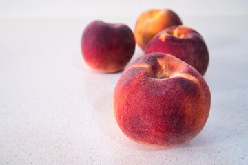 peach on white background. world food day.