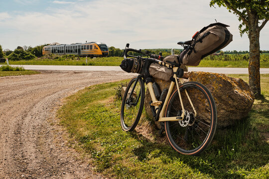 Gravelbike with bike packing bags in Denmark