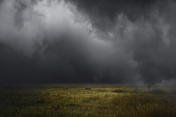 weiden veld en bewolkte lucht landschap landschap onweer
