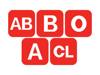 Blood type red button emoji vector AB B O A CL type symbol