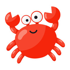 Cartoon red crab icon.