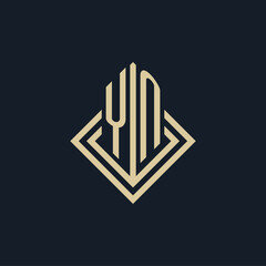 Initials YN logo rhombus lines shape style, luxury modern real estate logo design - obrazy, fototapety, plakaty