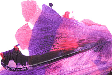 pink purple abstract acrylic painting color texture on white paper background by using rorschach inkblot method