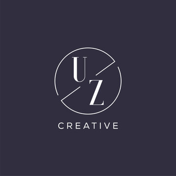 Elegant look monogram UZ logo with simple circle line