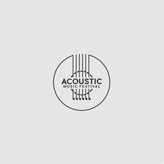 guitar illustration in circle for acoustic music studio logo