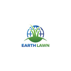 earth and grass vector for lawn care business logo