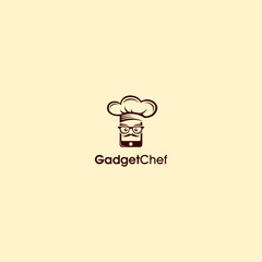 chef and smartphone illustration for attractive online cooking class logo