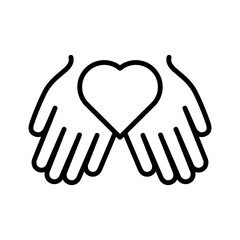 Charity and donation icon. Giving Tuesday. Heart in hands.