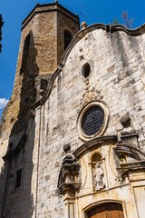 Fototapeta na wymiar Church of Sant Genís de Monells is a work of the municipality of Cruïlles, Monells i Sant Sadurní de l'Heura Baix Empordà, Girona, Spain.