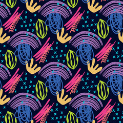 vector teenage seamless pattern naive simple style