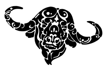 Black bull's head tribal tattoo vector 