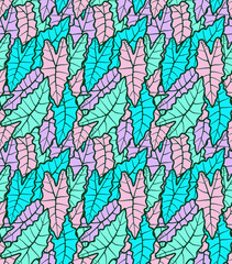 Seamless colorful floral pattern of leaves
