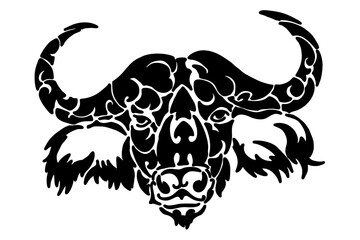 Black bull's head tribal tattoo vector 