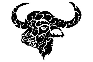 Black bull's head tribal tattoo vector 