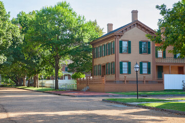 Home of Abraham Lincoln in the Lincoln Home National Historic Site in Springfield Illinois on a...