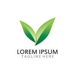 Obraz premium natural green leaf logo icon template