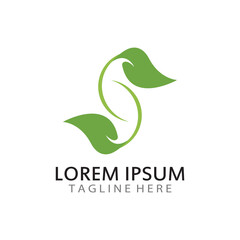 natural green leaf logo icon template