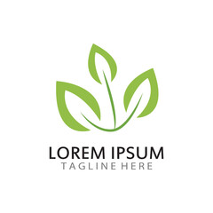 natural green leaf logo icon template