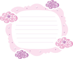 cloud frame note letter with pastel coloring for writing