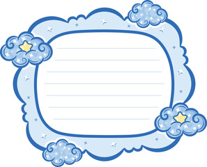 cloud frame note letter with pastel coloring for writing