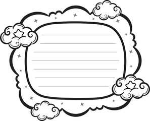 cloud frame note letter for writing sketch for coloring