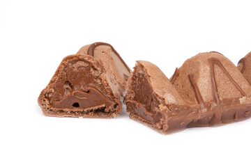 Bonbon sweets candy chocolate waffle isolated on the white background