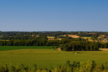 Obraz premium Top view of the countryside along Le Puy Route. Way of St. James in France