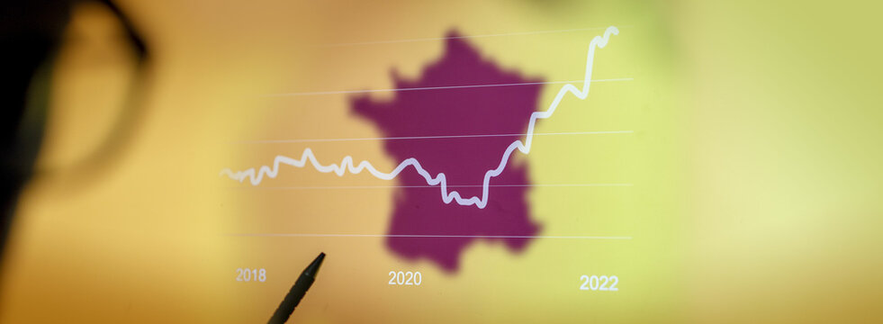 Inflation fran&ccedil;aise, hausse des prix en France, pouvoir d'achat sur &eacute;cran, flamb&eacute;e, augmentation ; analyser de la mont&eacute; des prix en France. Inflation en Europe