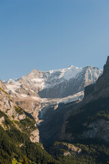 Fototapeta na wymiar Grindelwald, Unterer Grindelwaldgletscher, Eiger, Eigernordwand, Schreckhorn, Alpen, fiescherhörner, finsteraarhorn, Berner Oberland, Bergdorf, Sommer, Schweiz