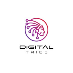 Digital tribe illustration logo Premium Vector