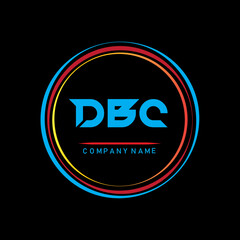 DBC letter Logo Design.  DBC T-shirt Logo Design.  DBC Letter monogram logo with creative rectangle shape on white background