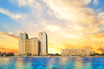 Naklejka premium Beautiful view of the Nile embankment in the center of Cairo, Egypt