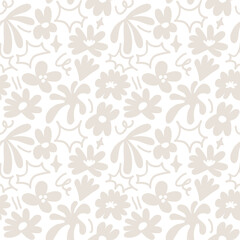 Abstract seamless pattern with cute hand drawn meadow flowers. Stylish natural background. Hand drawn design elements.