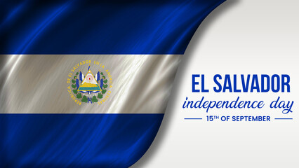 El Salvador Independence Day celebration with waving flag Patriotic background - obrazy, fototapety, plakaty