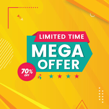 Limited time mega offer abstract banner design template