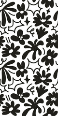 Abstract seamless pattern with cute hand drawn meadow flowers. Stylish natural background. Hand drawn design elements.