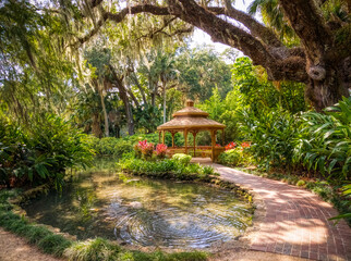 Pond in the  Washington Oaks Historic District of Washington Oaks Gardens State Park in Palm Coast...