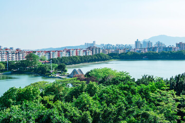 The panoramic West Lake Park in Quanzhou, China.