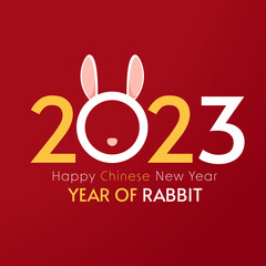 Fototapeta na wymiar Happy Chinese new year greeting card 2023 with cute rabbit. Animal holidays cartoon character. Rabbit icon vector.