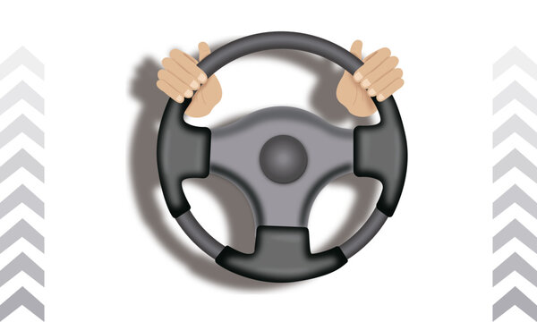 Ilustraci&oacute;n volante de carro con manos