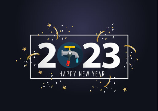 Happy New Year 2023 Year 2023 With Plumbing Icon