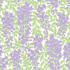 purple wisteria seamless floral pattern
