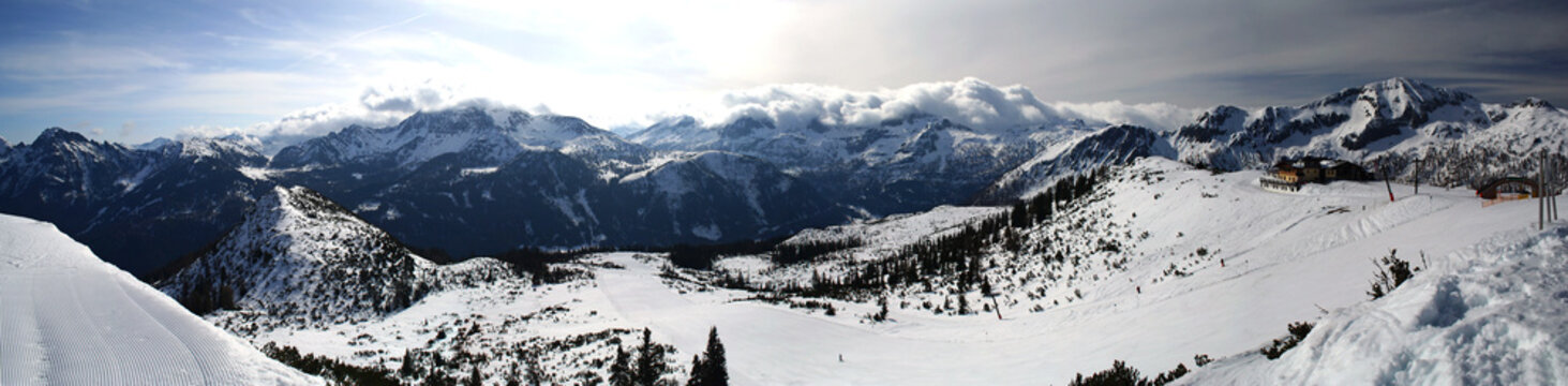 panorama beautiful view on austria alpen, Zauchensee.